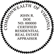 RESIDENAPPR-VA - Certified Residential Real Estate Appraiser - Virginia<br>RESIDENAPPR-VA